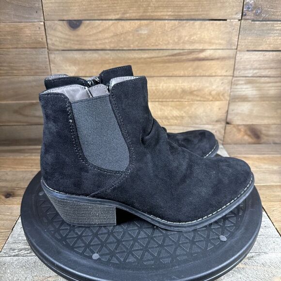 Eurosoft Womens Size 6 M Adeah Ruched Ankle Bootie Luggage Black - Picture 1 of 10